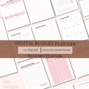 Finance Planner, Income Planner, Digital Budget Planner, Paycheck Budget Planner, Savings Planner, Debt Payment Plan, Printable Budget Plan