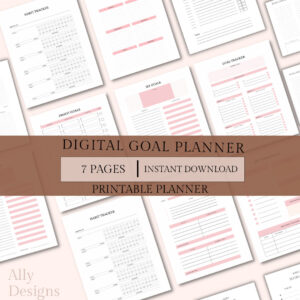 Printable Goal Planner, Goal Planner Bundle, 2022 Goals Tracker, Goal Setting Bundle, Monthly Habit Tracker, Productivity Planner