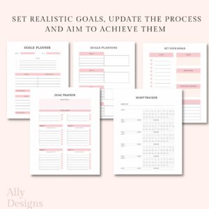 Printable Goal Planner, Goal Planner Bundle, 2022 Goals Tracker, Goal Setting Bundle, Monthly Habit Tracker, Productivity Planner