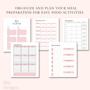 Meal Planner Printable, Meal Prep Printable, Daily Meal Planner, Weekly Menu Planner, Grocery List, Digital Meal Planner, Food Journal 2022