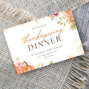 Printable Thanksgiving Dinner Card, Happy Thanksgiving Card, Fall Greeting Card, Printable Card, Happy Autumn Card, Autumn Greeting Card