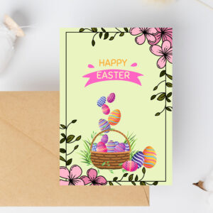 Festive Green Easter Greeting Card Printable