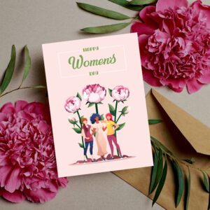 Happy Women's Day Pink Floral Printable Greeting Card