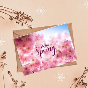 Hello spring | spring floral | floral spring card | printable spring card | spring flower card | floral greeting card | happy spring card