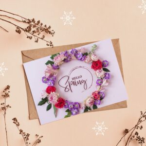 Hello spring | spring floral | floral spring card | printable spring card | spring flower card | floral greeting card | happy spring card